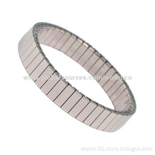Men's Fashion 316L Stainless Steel Elastic Bracelet with High-polished, Customized Orders Accepted